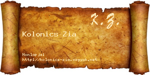 Kolonics Zia névjegykártya